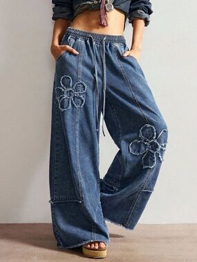 Flower Wide Leg Jeans